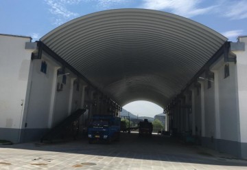 浙江舟山糧庫拱形波紋鋼屋蓋罩棚工程